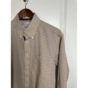 Paul Fredrick Mens Slim Fit Non-Iron Cotton Check Dress Shirt 16-35 Yellow